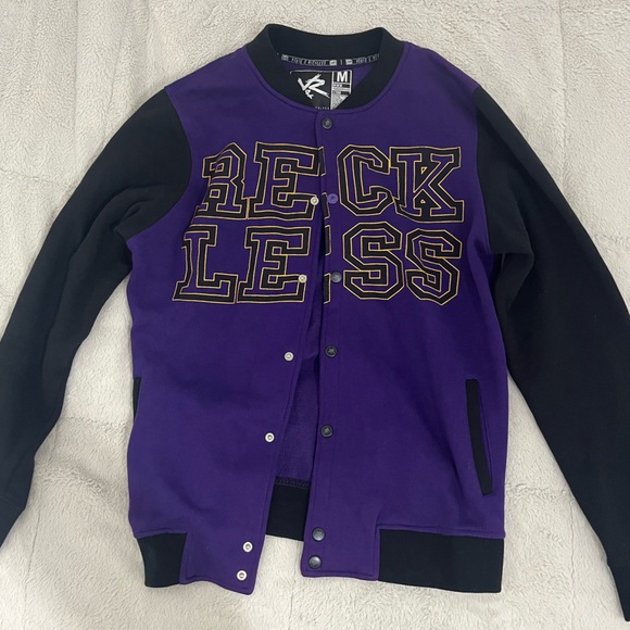 Purple Young & Reckless Men’s varsity jacket letterman GOOD condition medium - Picture 1 of 8